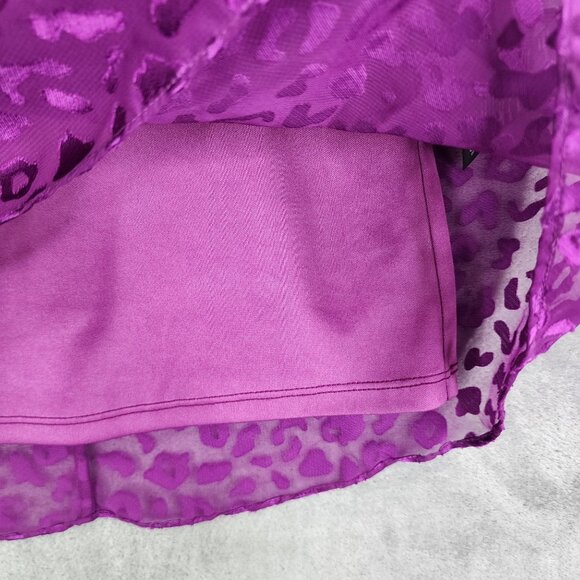 Women's 2pc WHBM Purple Leopard Burnout Sheer Overlay Blouse Top & under tank S - Picture 3 of 10